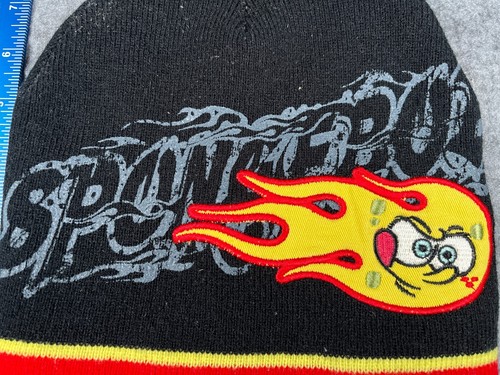 SpongeBob SquarePants Nickelodeon Beanie Toque Youth Boys OS Black Flame Acrylic - Picture 2 of 7