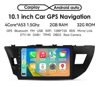 32G For Toyota Corolla 2014-2016 CarPlay Android 13 Car Stereo Radio GPS Navi BT