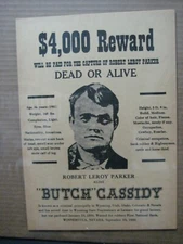 REWARD BUTCH CASSIDY 1896 VINTAGE MINI POSTER 1970'S NEVADA LEROY PARKER CNG1916