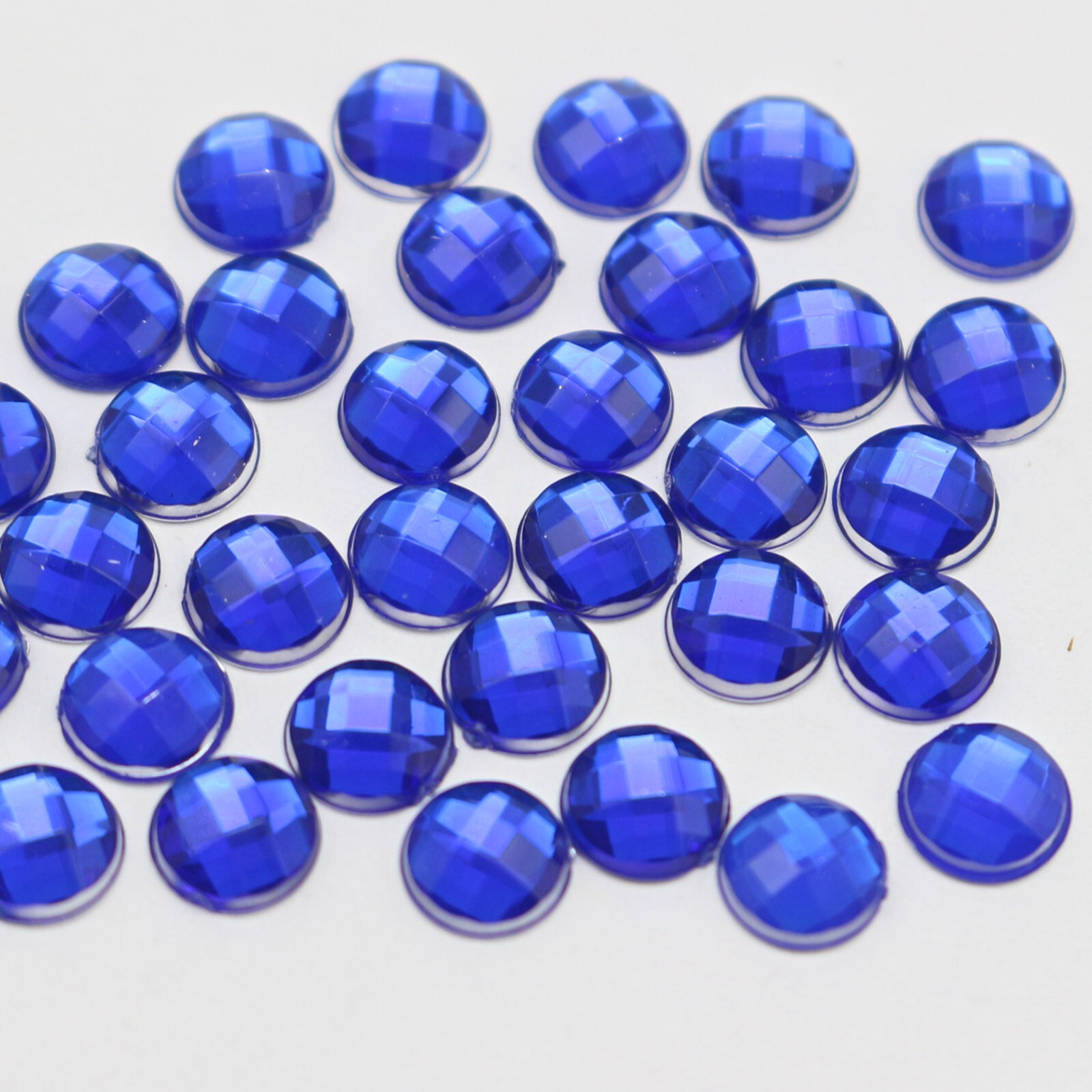 500 Royal Blue Acrylic Rhinestone Flatback Round Gem Beads 6mm Flat Back No Hole
