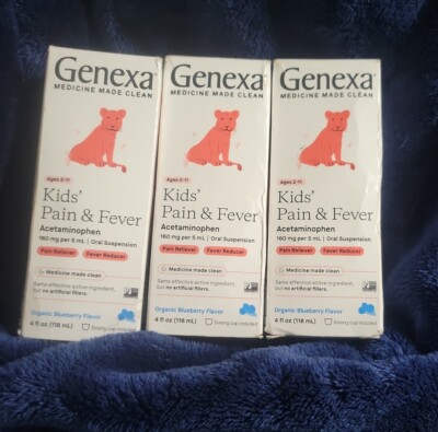 3 PACK Genexa Children's Acetaminophen Oral Suspension Acetaminophen 4 oz 01/25