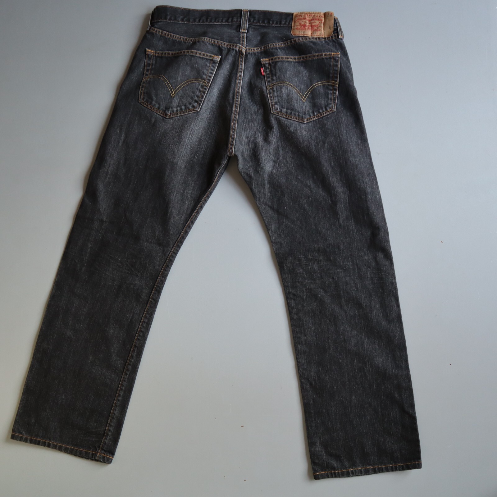 Mens Levis 501 Jeans Button Fly Tag 36x30 Black Cotton Measure 34 x 29.5 Denim