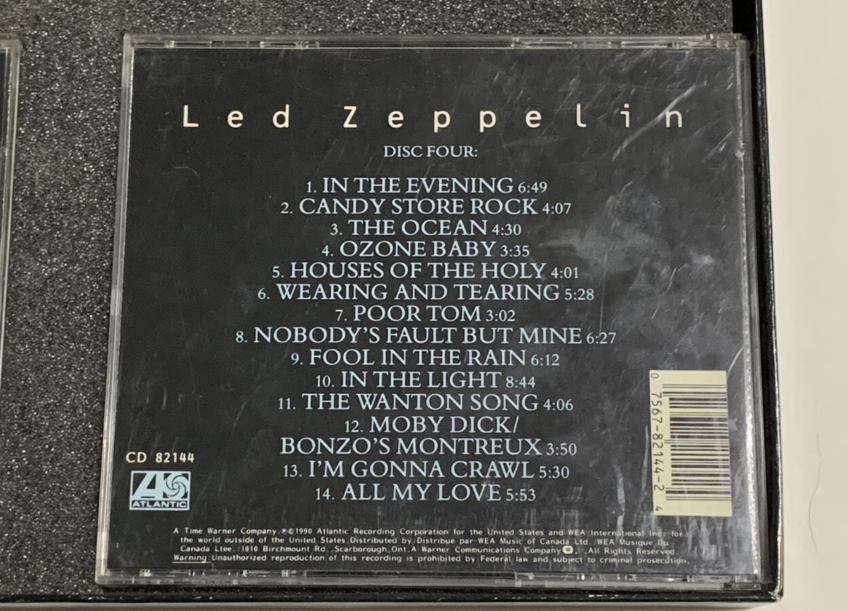Led Zeppelin 4CD Disc Boxset October 1990 Atlantic Comes W/ A