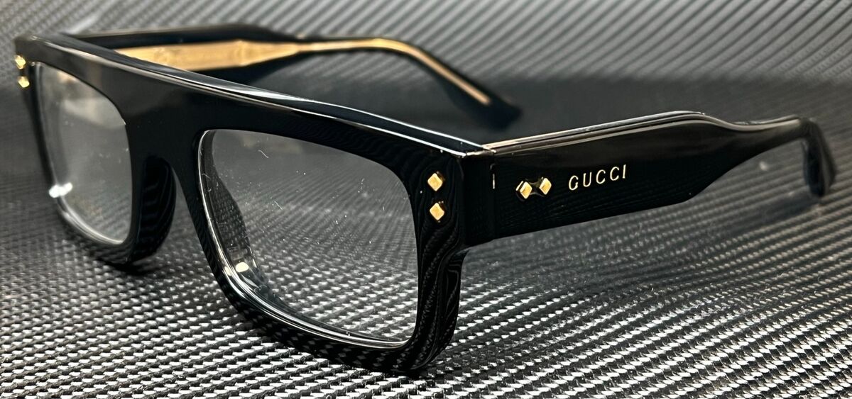 GUCCI GG1085O 001 Shiny Black Gold Men's 52 mm Rectangle GUCCI GG1085O 001 Shiny Black Gold Men's 52 mm Rectangle