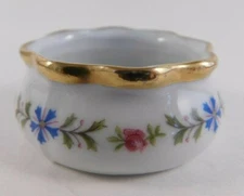 Open SALT CELLAR w/Pink/Blue Flowers, Gold Rims, O&EG Royal Austria-VINTAGE 