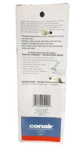 Vtg Conair Slim Straightening Brush Ion Shine Thermal Ceramics Blue Minor Scuffs - Picture 2 of 2