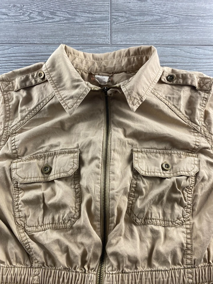 Mudd Junior Para Mujer Cremallera Completa Cintura Cintada Camisa Chaqueta Caqui Talla XL Y2K Foto 2 de 4