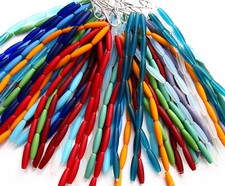 PICK COLOR 8" 30mm 7pcs long RICE tube sea beach glass beads frosted recycled