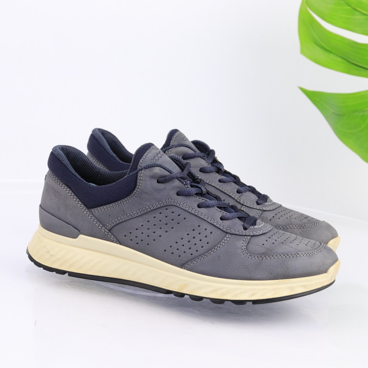 Ecco Women's Exostride Sneaker Size 38 Blue Leather Lace Up