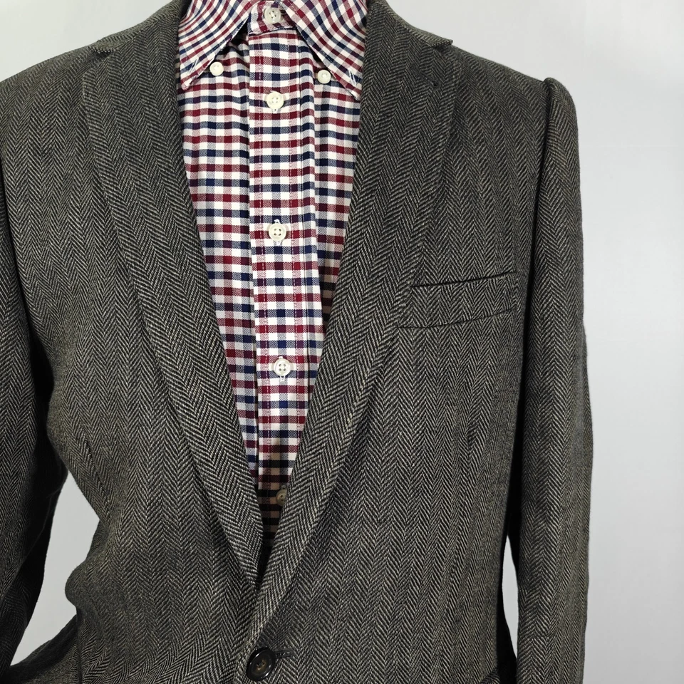 J.Crew Ludlow Men's Sport Coat Blazer Two Button Herringbone 100% Linen Size 42L - Image 4 of 4
