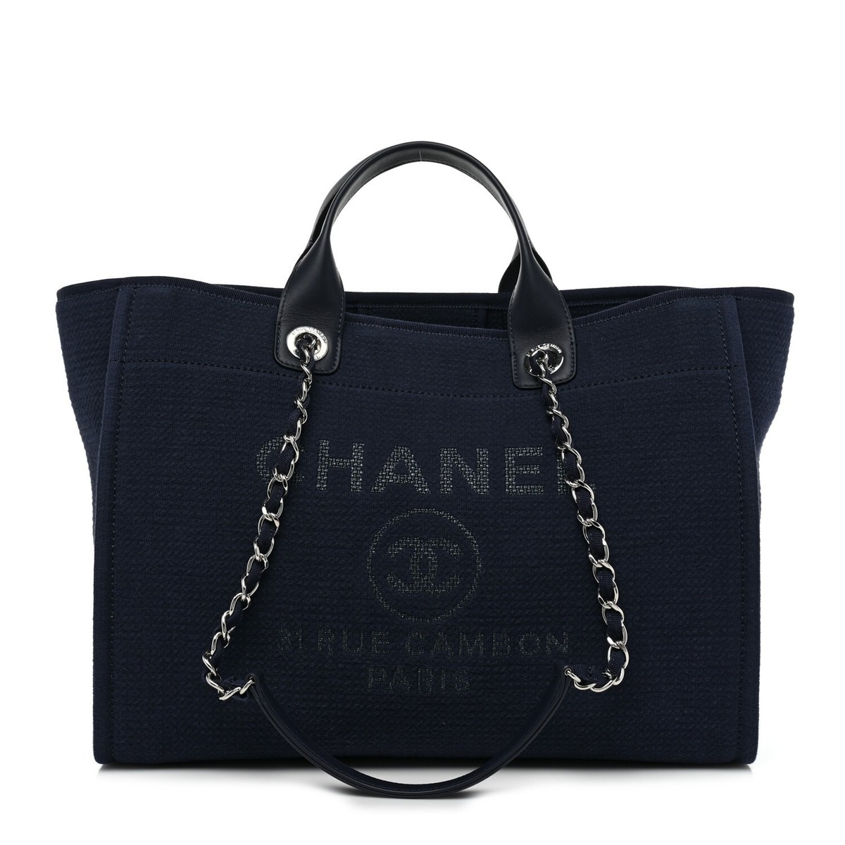 Chanel Large Deauville Shopping Tote Large Navy and Black | eBay