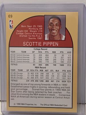 1990 NBA Hoops Scottie Pippen #69 Chicago Bulls forward | eBay