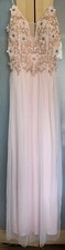 $295 AIDAN MATTOX Prom Ball Gown Women Soft Pink Beaded Strap Evening  Dress 6
