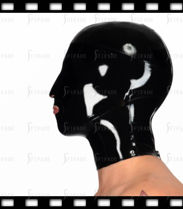 Latex Hood Mask Men Small Nose Hole Mouth Open Eyes Closed Customized .4mm A91 - Image 2 of 4