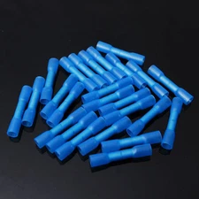 100 pcs 16-14 GA Blue Heat Shrink Butt Connectors Wire Crimp Terminal Electrical