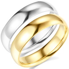 Wellingsale 14k Yellow / White Gold Solid 5mm COMFORT FIT Wedding Band