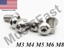 M3 M4 M5 M6 M8 Stainless Steel Button Head Socket Screw A2 Hex-Key Metric
