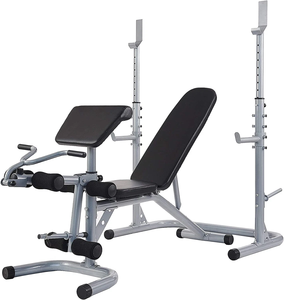 Adjustable Bench and Squat Rack Preacher Curl Pad Weight Storage