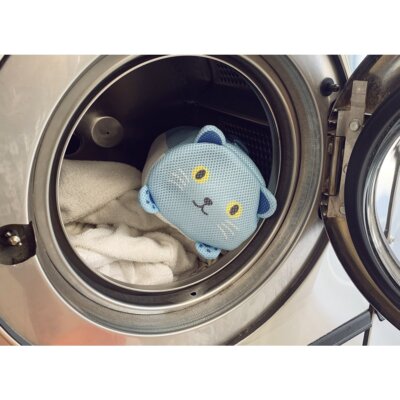 Kikkerland Katze Wäschesack Netz Blau Handy Cat Laundry Bag 25 x