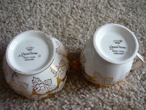 PRECIOSA CREMA Y AZÚCAR PORCELANA HUESO REINA ANNE VINTAGE, INGLATERRA - Imagen 5 de 6