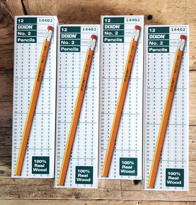 LOT OF 4 Dixon Ticonderoga Pencils #2 HB 12 Pack Boxes Real Wood Scantron Write