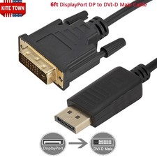 6 ft DisplayPort DP to DVI-D Male Gold Plated Dual Link Cable Adapter 1080p US