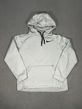 Nike Dri Fit Womens Medium Hoodie Gray Pullover Swoosh Athletic Sweatshirt