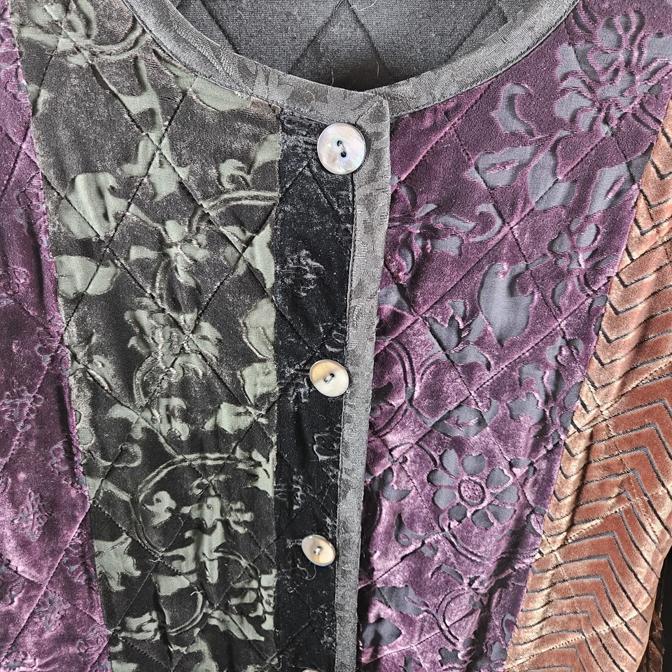 KOOS of Course Velvet Jacket Womens Medium Silk Blend Velour Quilted Art To Wear - Image 2 of 4