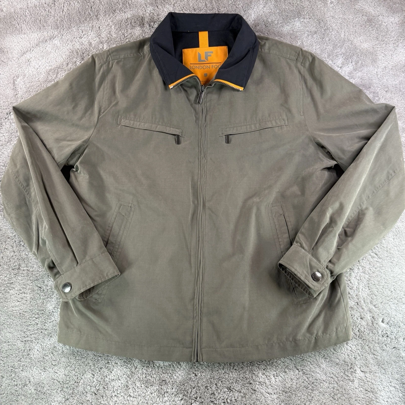 London Fog LF Lightweight Golf Jacket Mens Large Olive Full Zip Windbreaker Coat