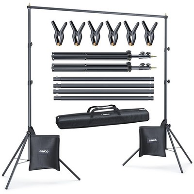 LINCO Lincostore Backdrop Stand for Parties Kit 10x7 ft Adjustable Back Drop ...