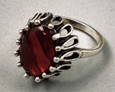 Kabana Red Abalone Shell Ring Sterling Silver Size 7.25 Vintage