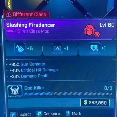 Borderlands 4 LVL 60 GOD ROLL FIREDANCER VEX CLASSMOD All PLATFORM