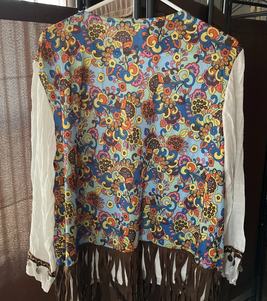 Groovy Hippie Men's Party Costume Chest Size 42, Wig/scarf & bonus - Image 3 of 4