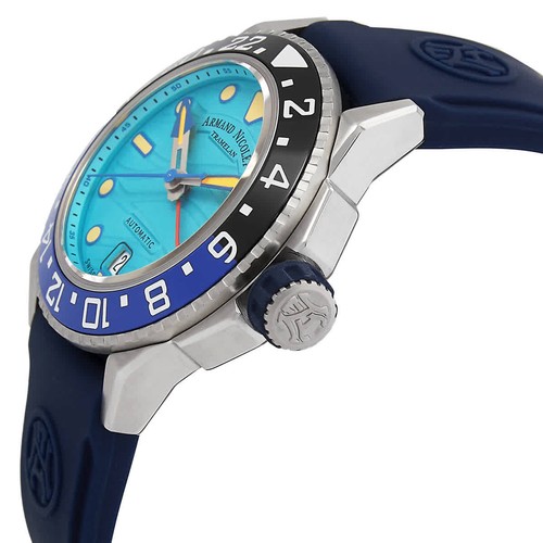 Armand Nicolet JSH GMT Automatic Batman Bezel Men's Watch A487RGU-TF-GG2710U - Picture 2 of 3