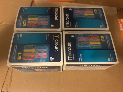 4 BOXES OF NEW 100CT BOX OF MICROLET SILICONE-COATED MULTI-COLORED LANCETS