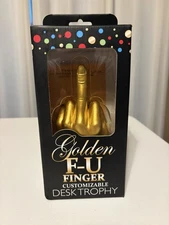 Golden F U Finger Customizable Desk Trophy Award Little Genie Free Shipping