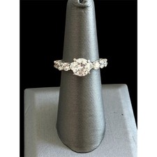 Sterling Silver 7mm Solitaire CZ Sparkle Ring Sz 6 925