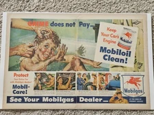 Vintage 1948 Mobilgas Mobiloil Clean - 2 Page Advertising