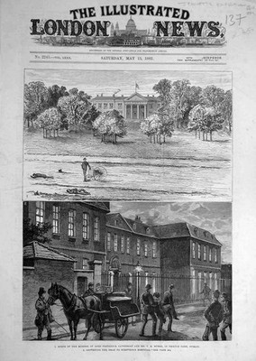 Original alter antiker Druck 1882 Mord Cavendish Phoenix Park Dublin Irland