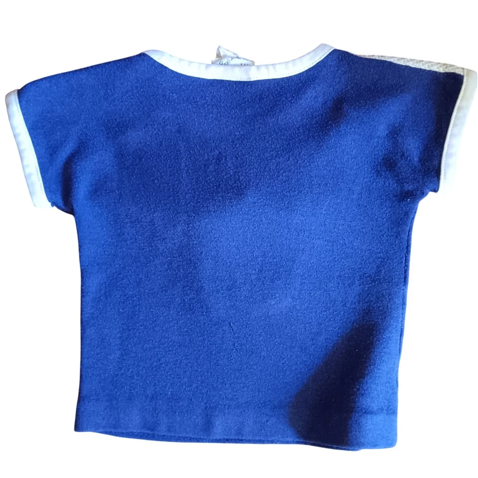 Camiseta Tenis Niñas 2T Vintage Años 70 Top Aileen Niñas Bolsillo Frontal Distress Foto 3 de 4