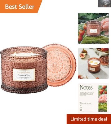 Artisan 12oz Tomato & Vine Candle - Nostalgic Garden Aroma | 60 Hour Burn