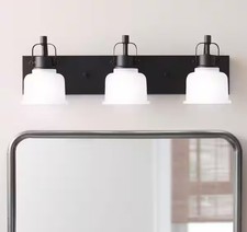 Home Decorators Rockhill 22.07in 3-Light Black LED Vanity Light Dimmable 51779