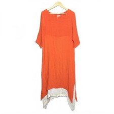 Anself Womens Orange And Cream Layered Tunic Dress Size L Bohemian