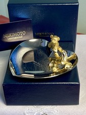 MIKIMOTO - Ginza Bear Tray - Heart Shaped - Gold Bear - Pearl on Silver Tray