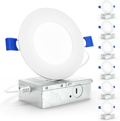 Sunco 6 Pack 4 Inch LED Recessed Lights, Slim Canless Ceiling Lighting, 650 LM, 