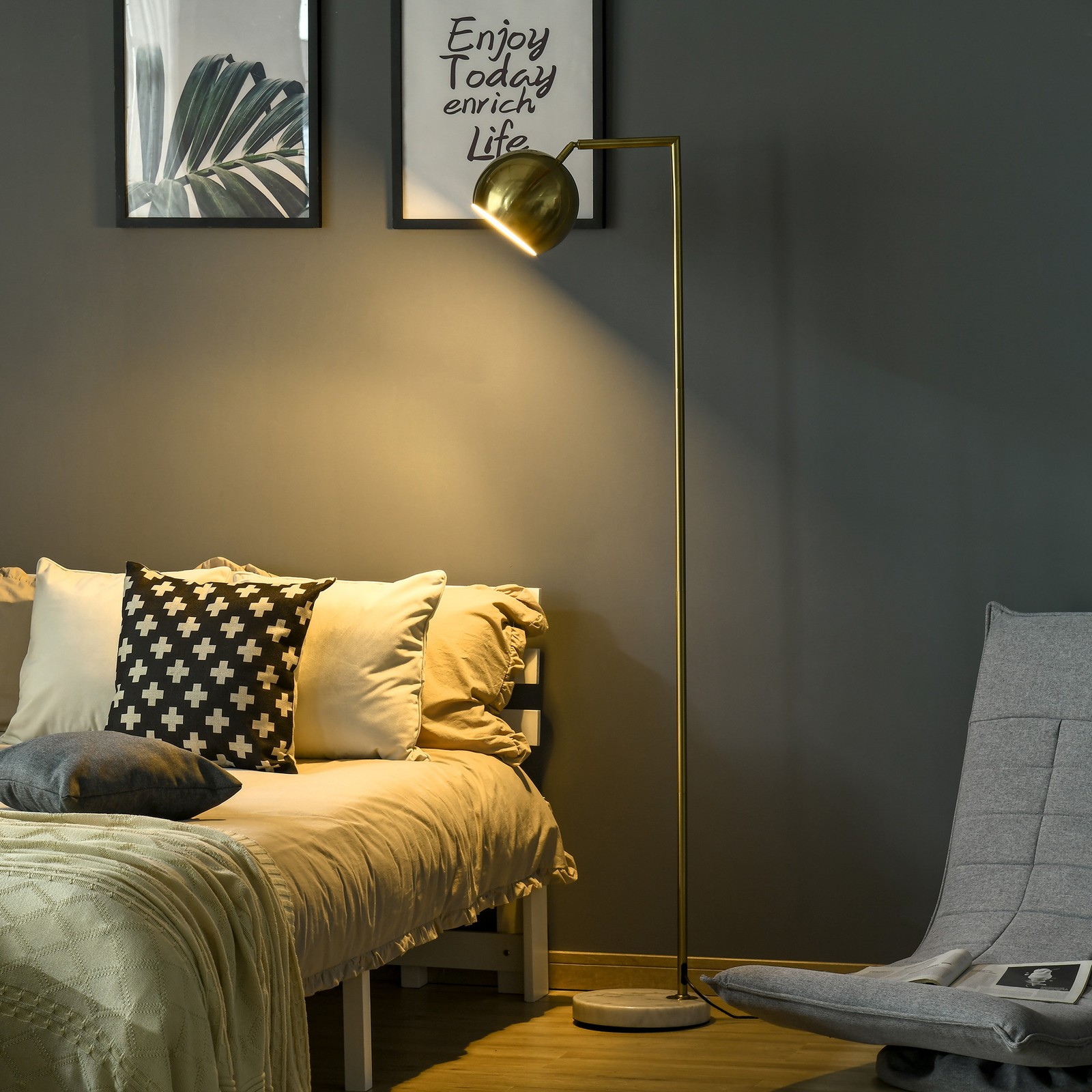 Lampada da Terra Moderna con Paralume Regolabile in Stile Vintage Compatibile co