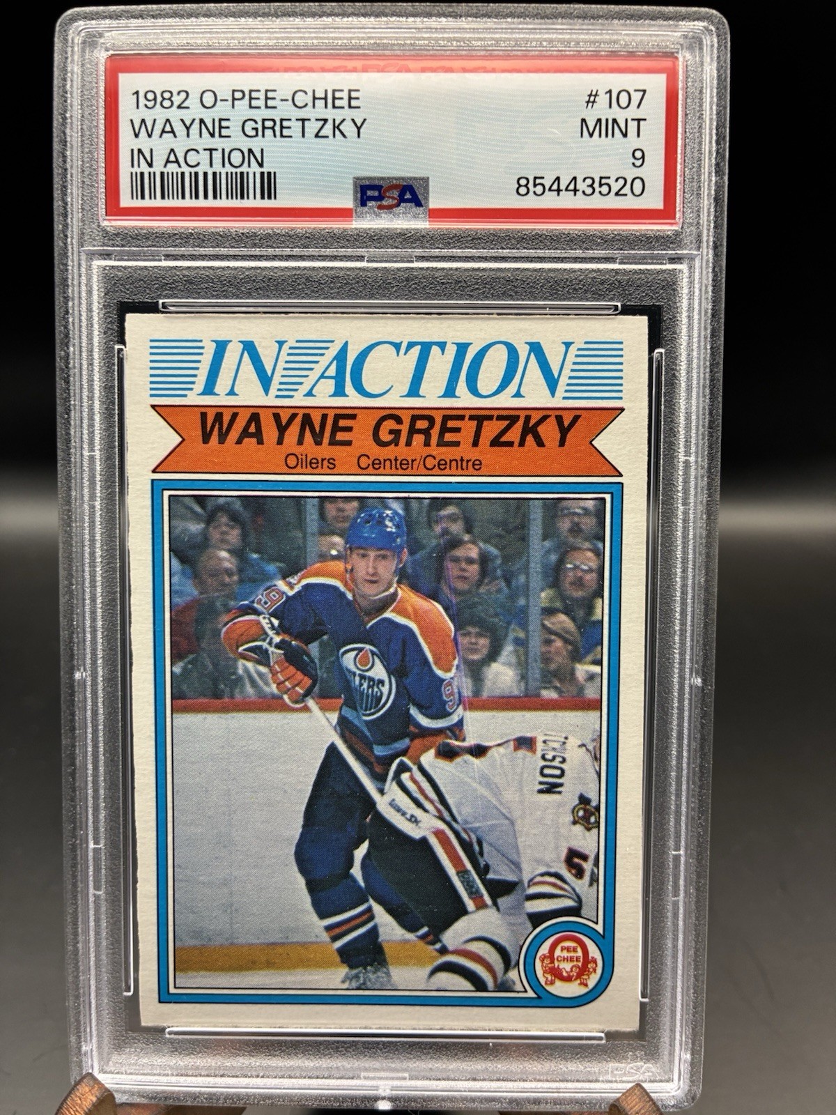 1982 O Pee Chee Wayne Gretzky In Action #107 - PSA 9 - FREE SHIPPING