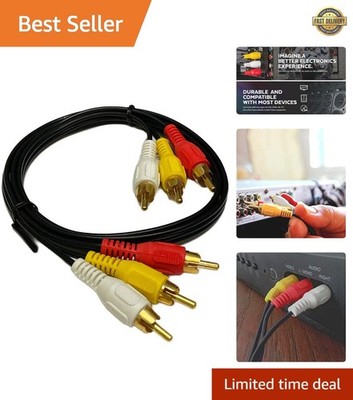 3FT RCA M/Mx3 Audio/Video Cable Gold Plated - Audio Video RCA Stereo Cable 3ft