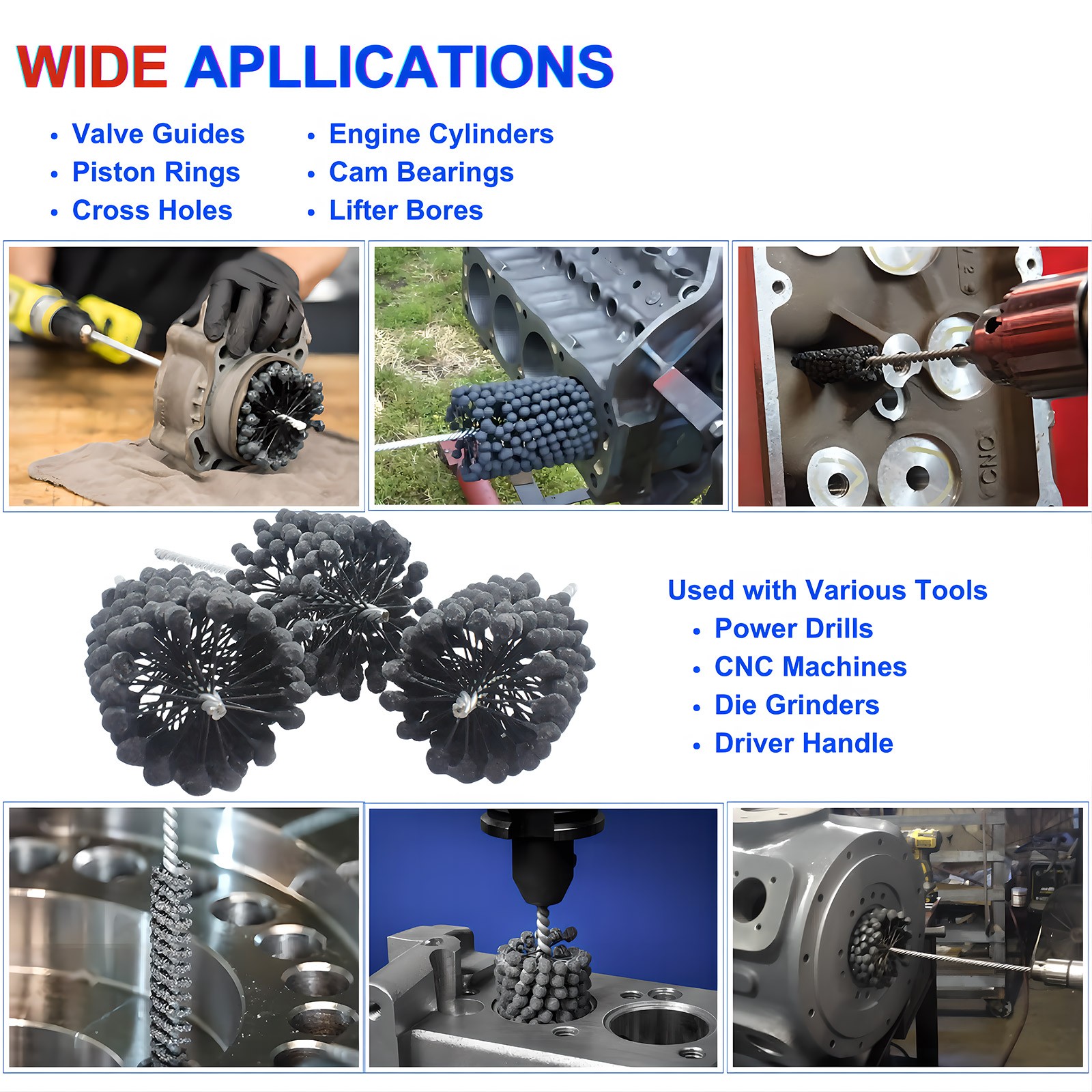 85mm 3.35in Engine Cylinder Flexible Brush Hone Ball Hone 240 grit US Stock