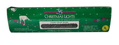 Vintage Longs Brand 35 Clear Color Christmas Light Set Indoor Outdoor Tested 18'